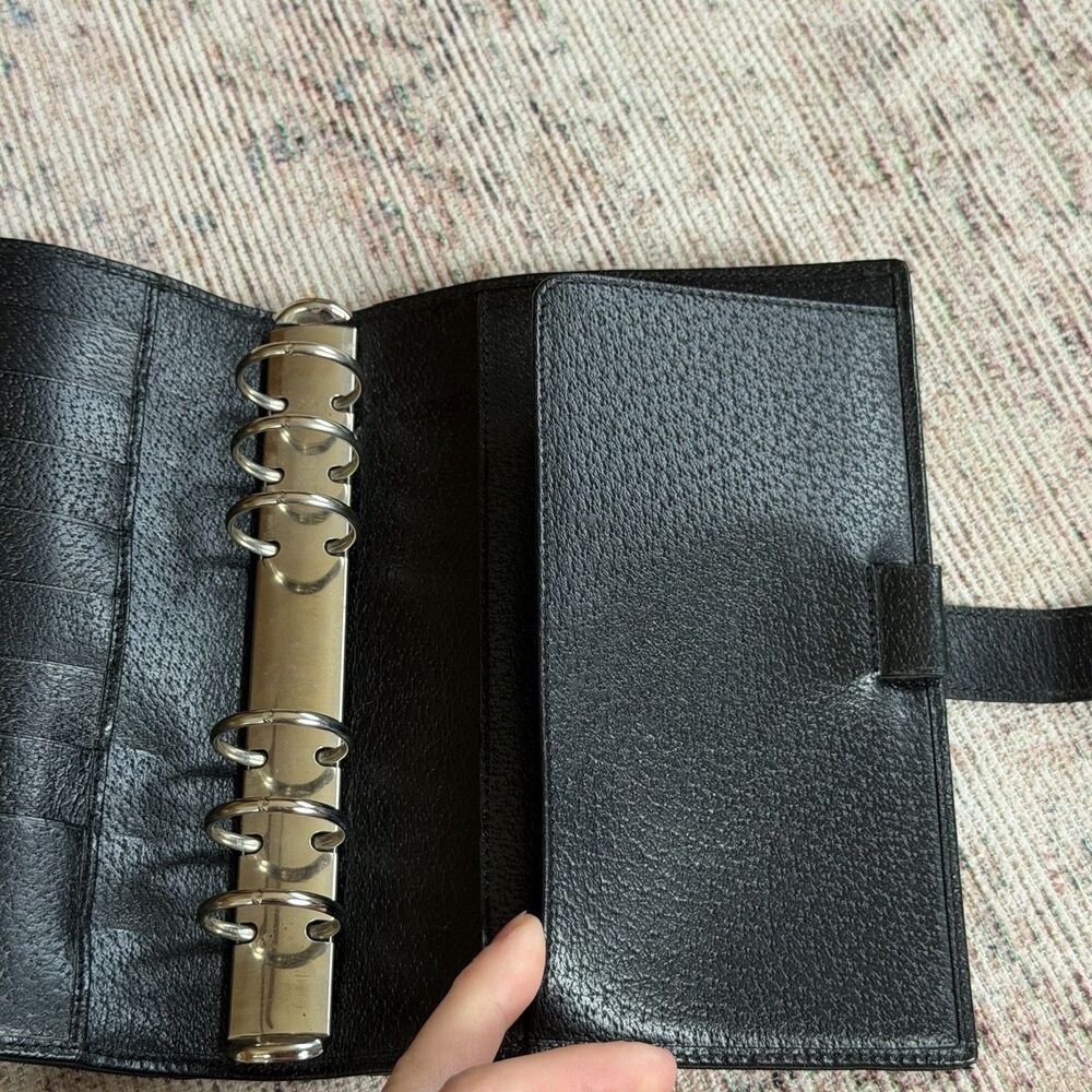 Gucci Pocket Agenda Cover Black Leather Planner Organizer Vintage Made in Italy - Picture 8 of 16